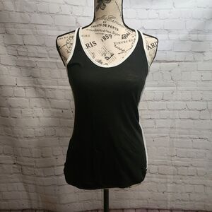 Rag & Bone Racerback Tank Top Womens Small Black White Edging Pima Cotton Blend